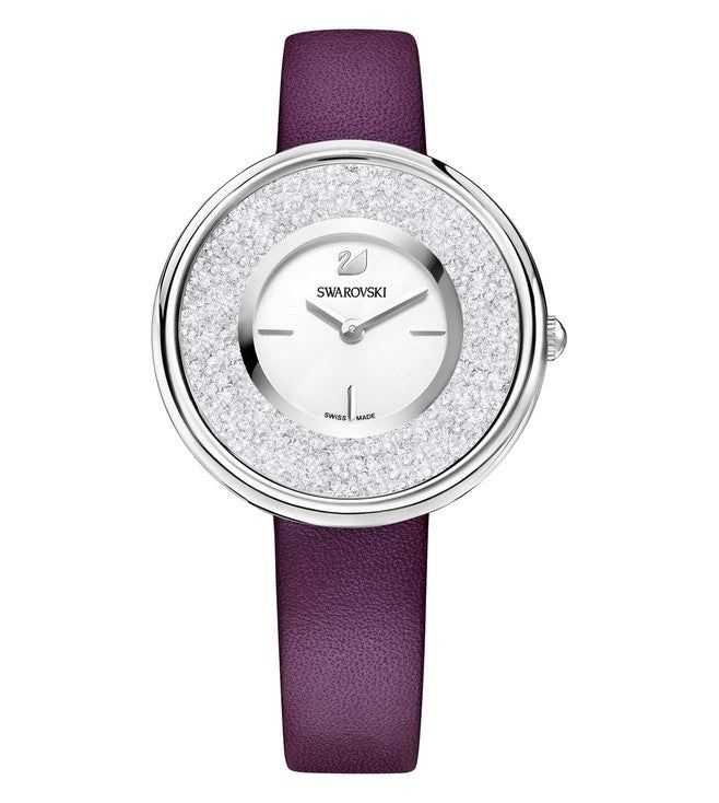Swarovski Crystalline Silver Dial Purple Leather Strap Watch for Women - 5295355 Buy Now By Swarovski