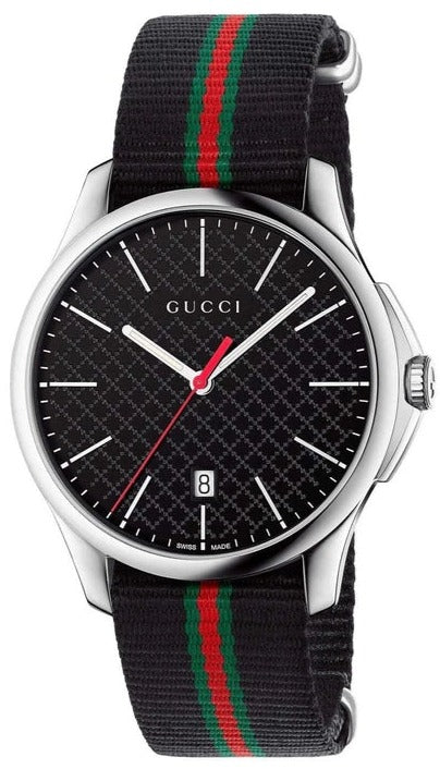 Gucci G Timeless Analog Quartz Black Dial Black NATO Strap Watch For Men - YA126321 Buy Now By Gucci