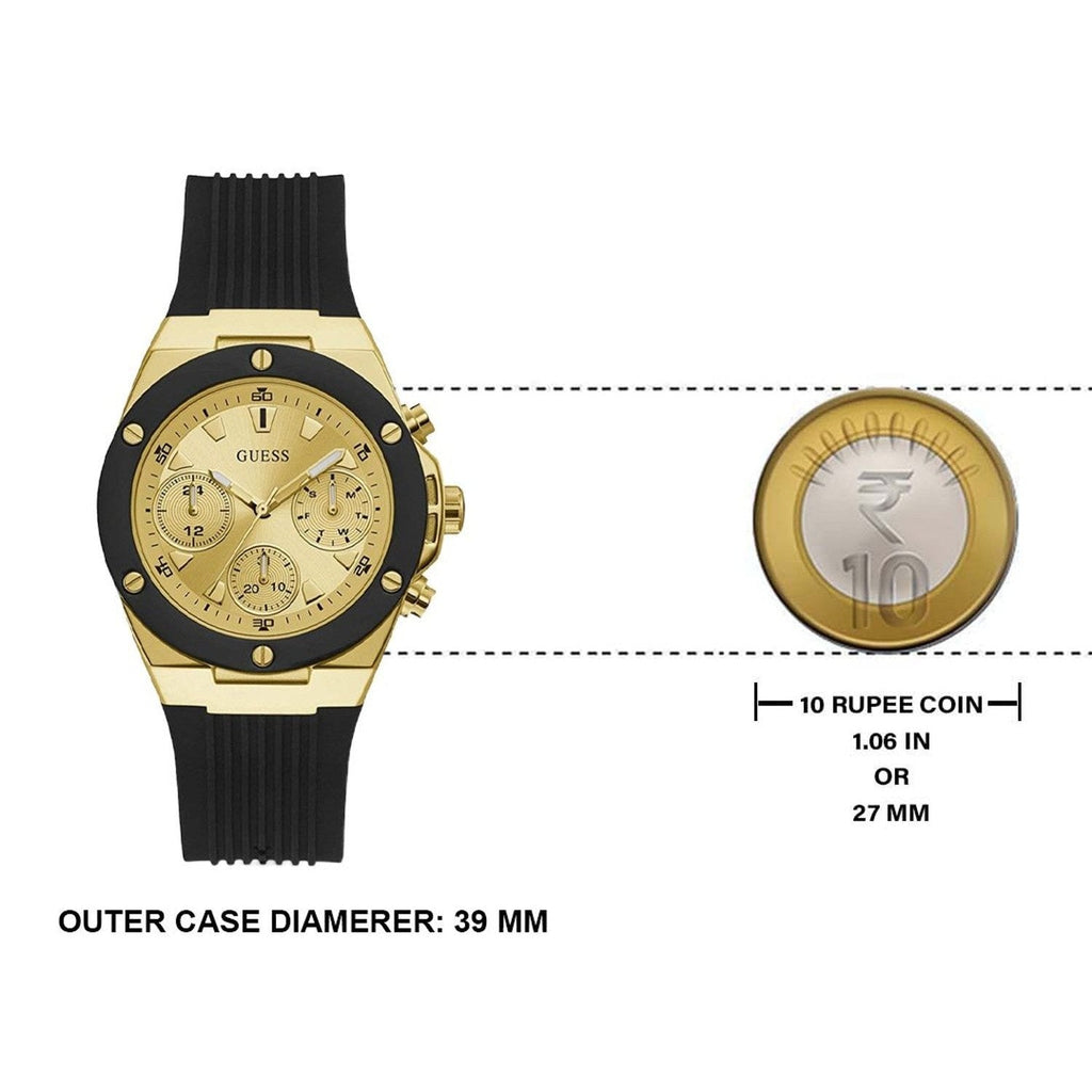 Guess Athena Gold Dial Black Rubber Strap Watch For Women - GW0030L2 Buy Now By Guess