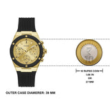 Guess Athena Gold Dial Black Rubber Strap Watch For Women - GW0030L2 Buy Now By Guess