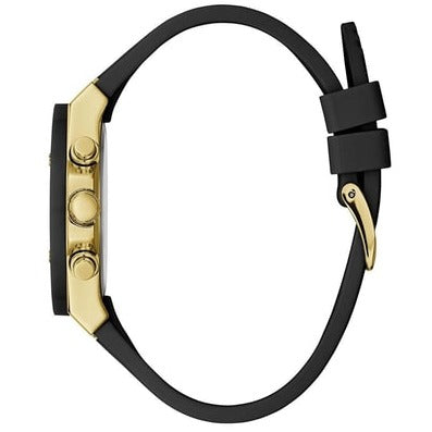 Guess Athena Gold Dial Black Rubber Strap Watch For Women - GW0030L2 Buy Now By Guess