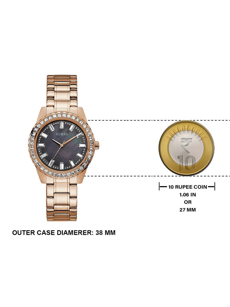 Guess Sparkler Diamonds Black Dial Rose Gold Steel Strap Watch for Women - GW0111L3 Buy Now By Guess