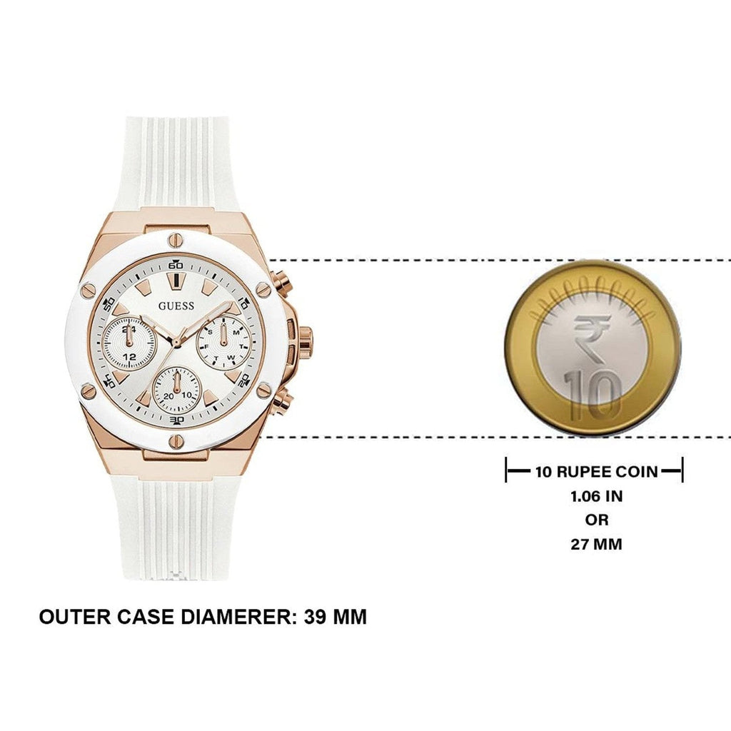 Guess Athena White Dial White Rubber Strap Watch For Women - GW0030L3 Buy Now By Guess