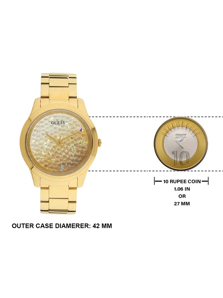 Guess Crush Gold Dial Gold Steel Strap Watch For Women - GW0020L2 Buy Now By Guess