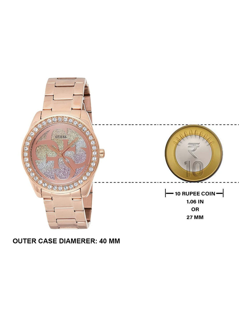 Guess G Twist Diamonds Rose Gold Dial Rose Gold Steel Strap Watch For Women - W1201L3 Buy Now By Guess