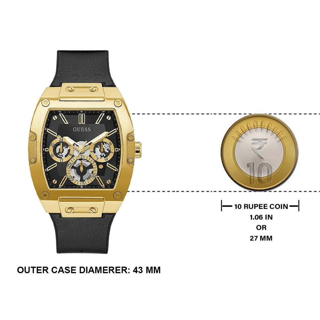 Guess Phoenix Multifunction Black Dial Black Leather Strap Watch for Men - GW0202G1 Buy Now By Guess