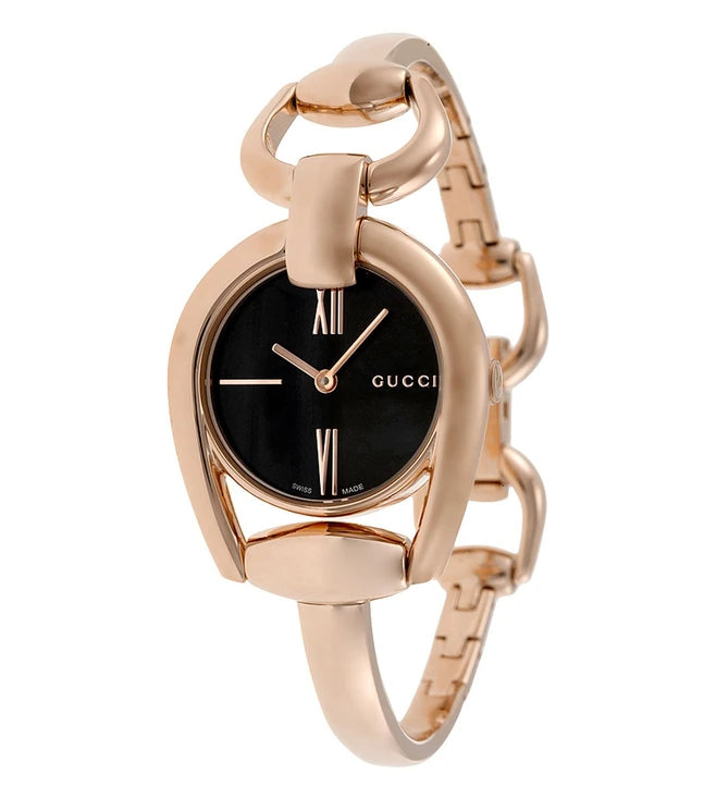 Gucci Horsebit Collection Black Dial Rose Gold Steel Strap Watch For Women - YA139507 Buy Now By Gucci