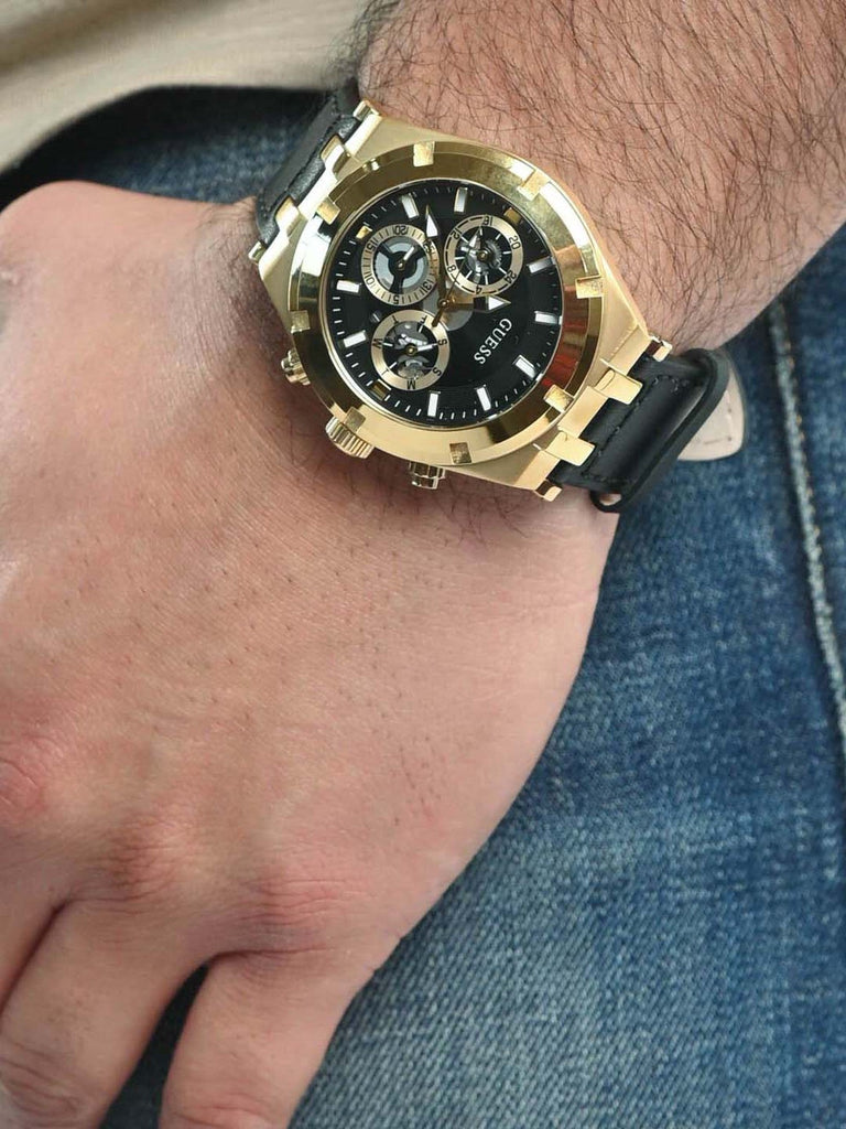 Guess Continental Black Dial Black Rubber Strap Watch for Men - GW0262G2 Buy Now By Guess