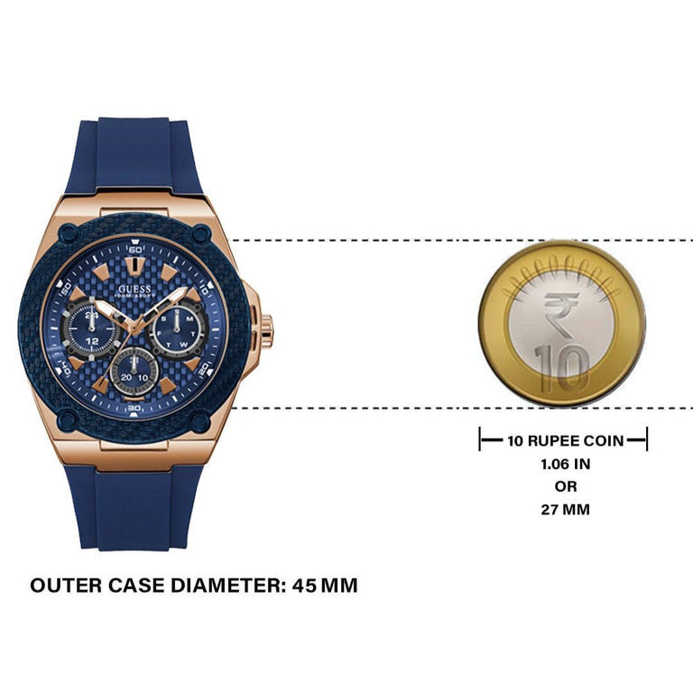 Guess Legacy Chronograph Blue Dial Blue Rubber Strap Watch For Men - W1049G9 Buy Now By Guess