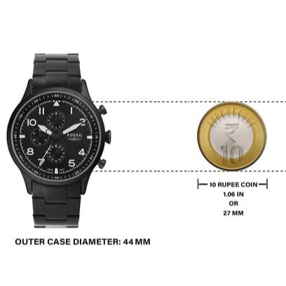 Fossil Pilot Chronograph Black Dial Black Steel Strap Watch for Men - FS5811 Buy Now By Fossil