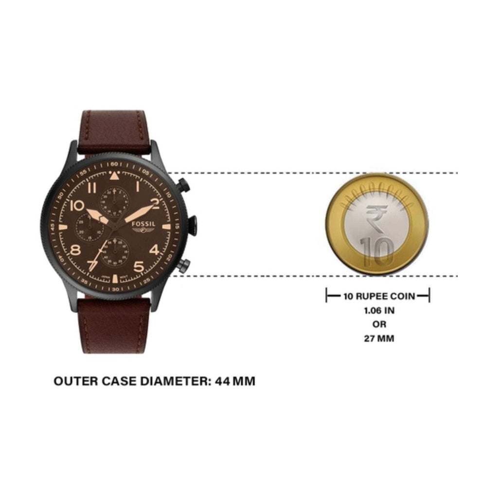 Fossil Retro Pilot Chronograph Brown Dial Brown Leather Strap Watch for Men - FS5833 Buy Now By Fossil
