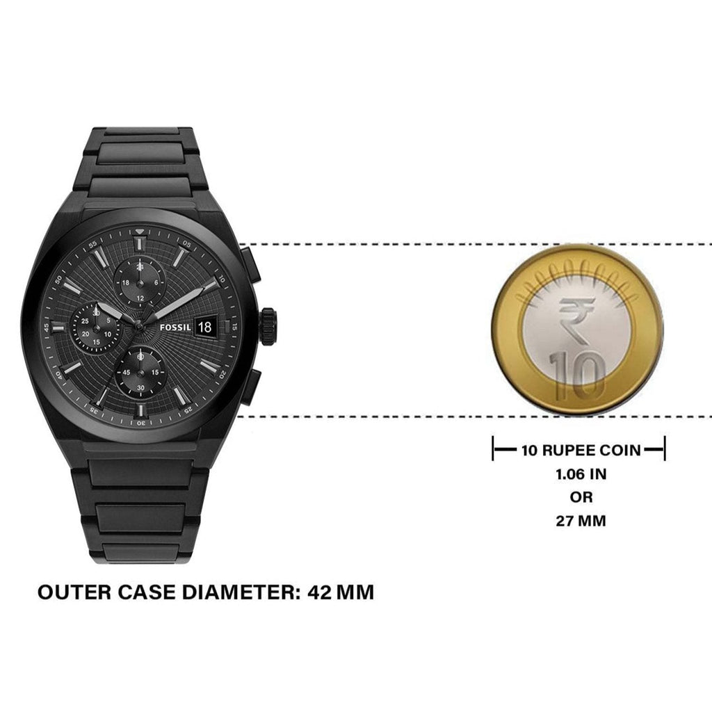 Fossil Everett Chronograph Black Dial Black Steel Strap Watch for Men - FS5797 Buy Now By Fossil