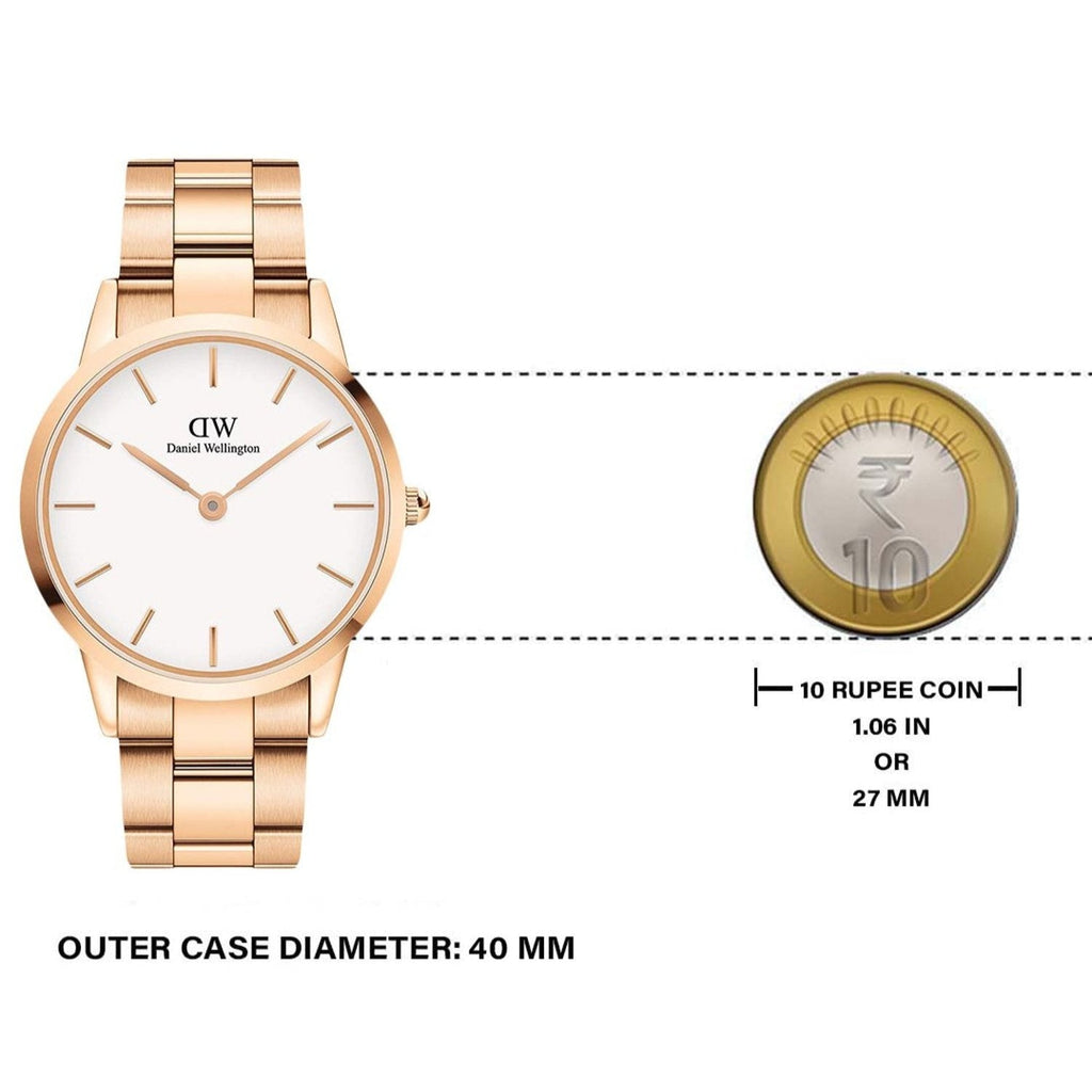 Daniel Wellington Iconic Link White Dial Gold Steel Strap Watch For Men - DW00100343 Buy Now By Daniel Wellington