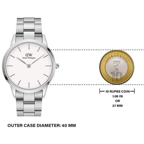 Daniel Wellington Iconic White Dial Silver Steel Strap Watch For Men - DW00100341 Buy Now By Daniel Wellington
