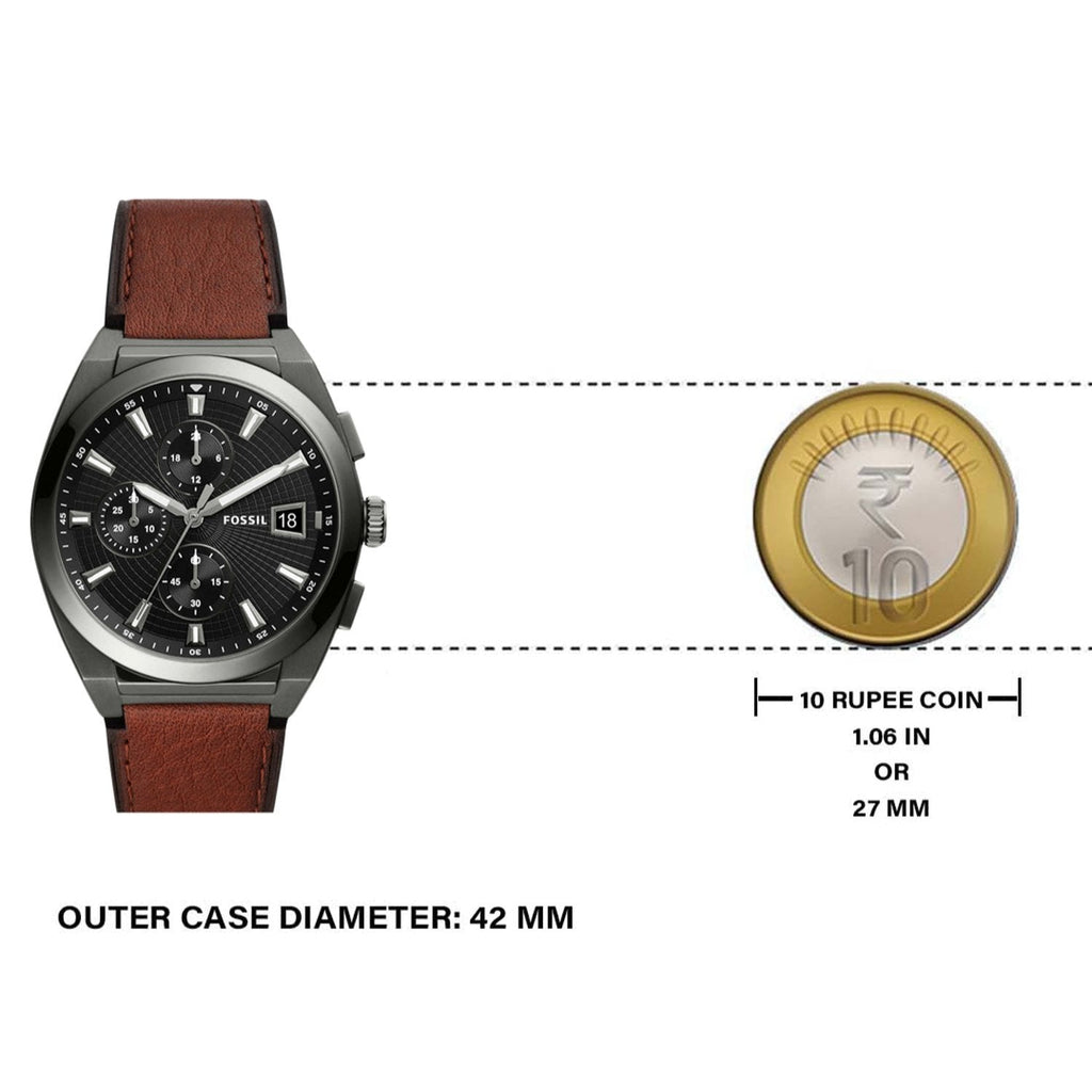 Fossil Everett Chronograph Grey Dial Brown Leather Strap Watch for Men - FS5799 Buy Now By Fossil