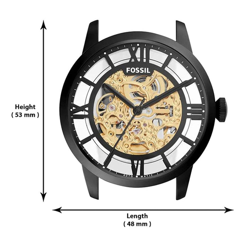 Fossil Townsman Automatic Skeleton Black Dial Black Steel Strap Watch for Men - ME3197 Buy Now By Fossil