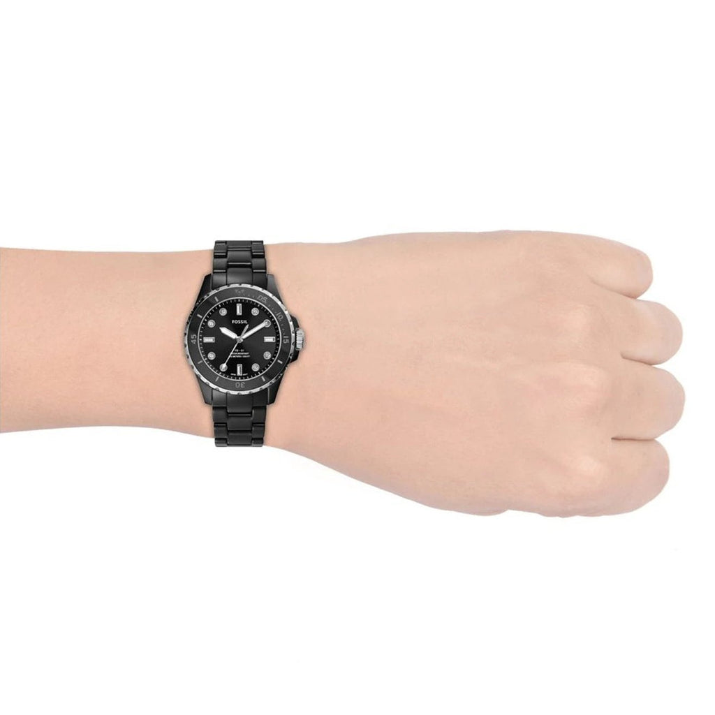 Fossil FB-01 Three-Hand Black Dial Black Ceramic Strap Watch for Women - CE1108 Buy Now By Fossil
