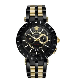 Versace V-Race Analog Quartz Black Dial Two Tone Steel Strap Watch For Men - VEBV00619 Buy Now By Versace