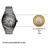 Fossil Everett Automatic Skeleton Grey Dial Grey Steel Strap Watch for Men - ME3206 Buy Now By Fossil