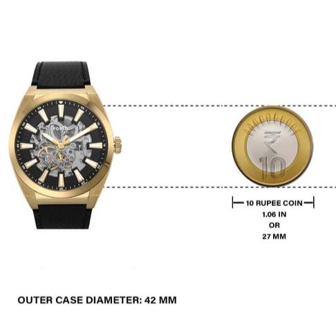 Fossil Everett Automatic Skeleton Black Dial Black Leather Strap Watch for Men - ME3208 Buy Now By Fossil