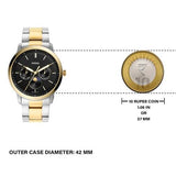 Fossil Neutra Moonphase Multifunction Black Dial Two Tone Steel Strap Watch for Men - FS5906 Buy Now By Fossil