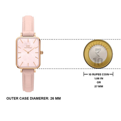 Daniel Wellington Quadro Pressed Mother of Pearl Pink Dial Pink Leather Strap Watch For Women - DW00100508 Buy Now By Daniel Wellington
