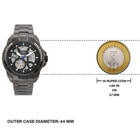 Fossil Bronson Automatic Skeleton Black Dial Grey Steel Strap Watch for Men - ME3218 Buy Now By Fossil