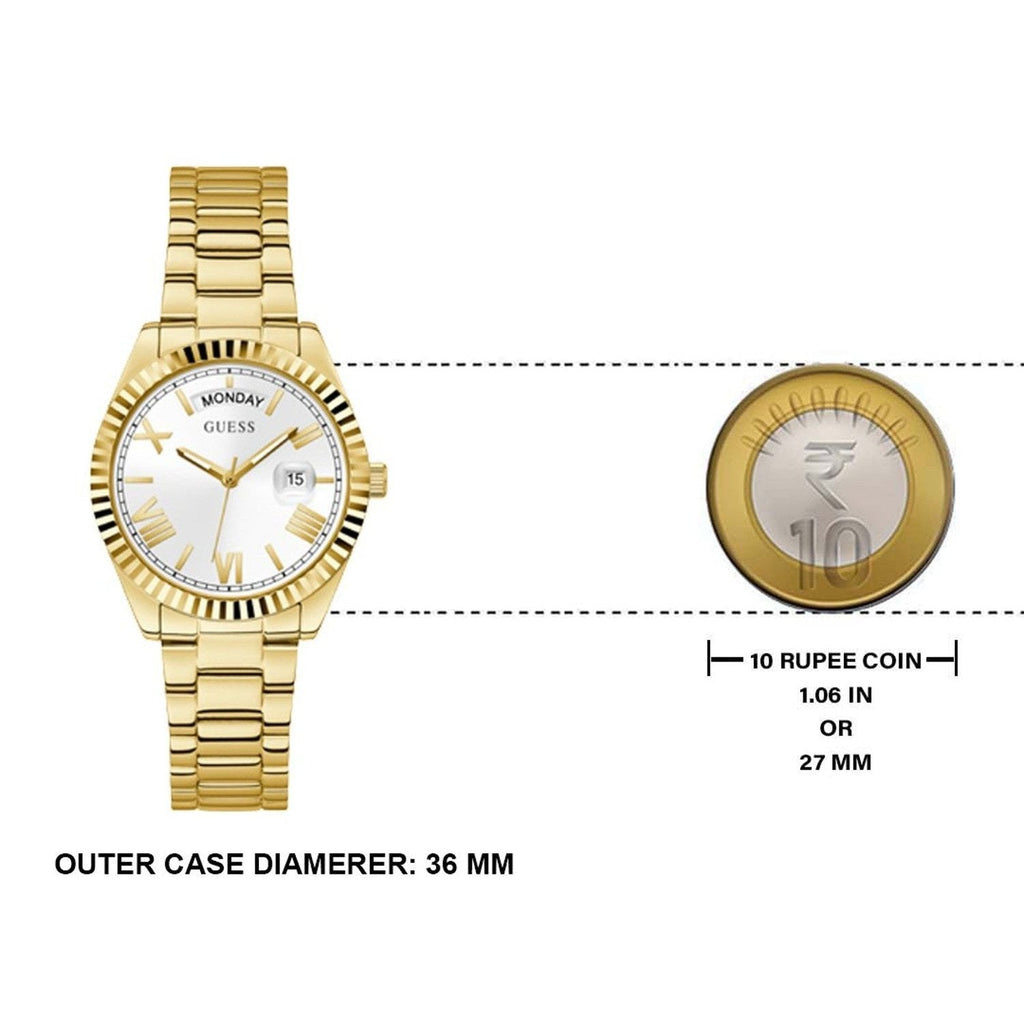 Guess Luna White Dial Gold Steel Strap Watch for Women - GW0308L2 Buy Now By Guess