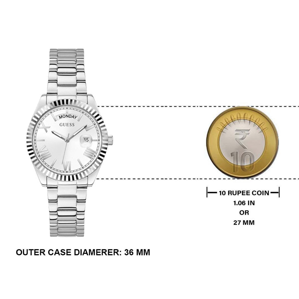 Guess Luna Silver Dial Silver Steel Strap Watch for Women - GW0308L1 Buy Now By Guess