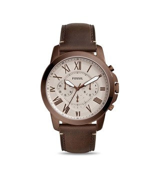 Fossil Grant Chronograph White Dial Brown Leather Strap Watch for Men - FS5344 Buy Now By Fossil