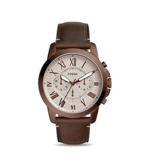 Fossil Grant Chronograph White Dial Brown Leather Strap Watch for Men - FS5344 Buy Now By Fossil