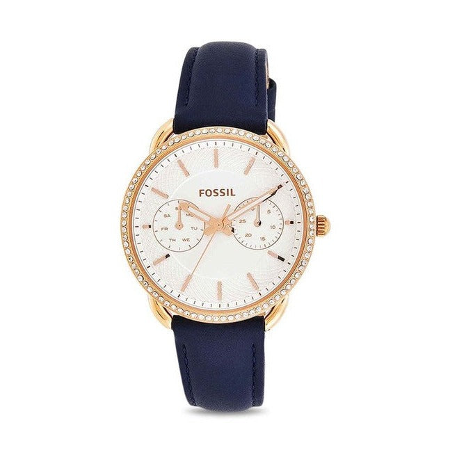 Fossil Tailor White Dial Blue Leather Strap Watch for Women - ES4394 Buy Now By Fossil