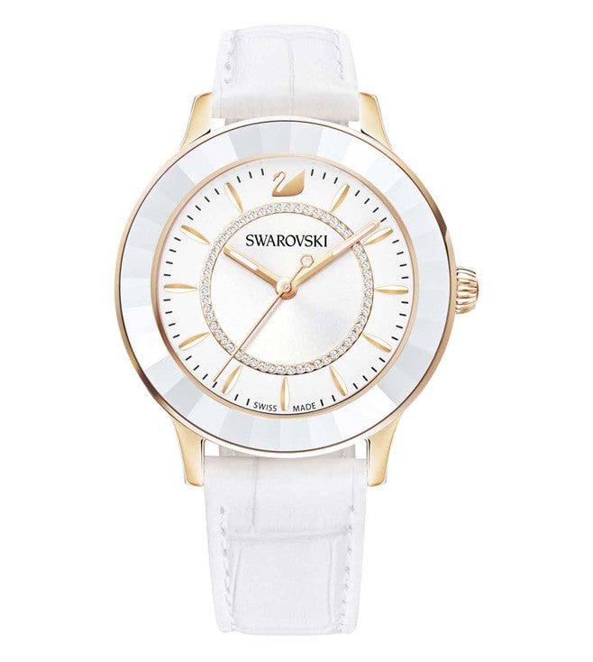Swarovski Octea Lux White Dial White Leather Strap Watch for Women - 5414416 Buy Now By Swarovski