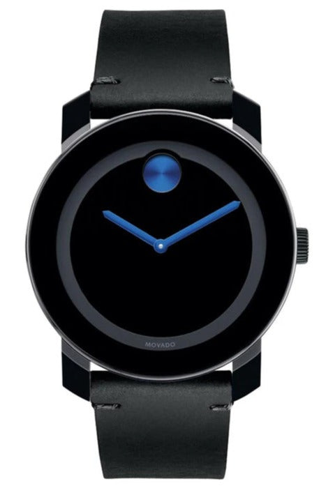 Movado Bold TR90 Black Dial Black Leather Strap Watch For Men - 3600307 Buy Now By Movado