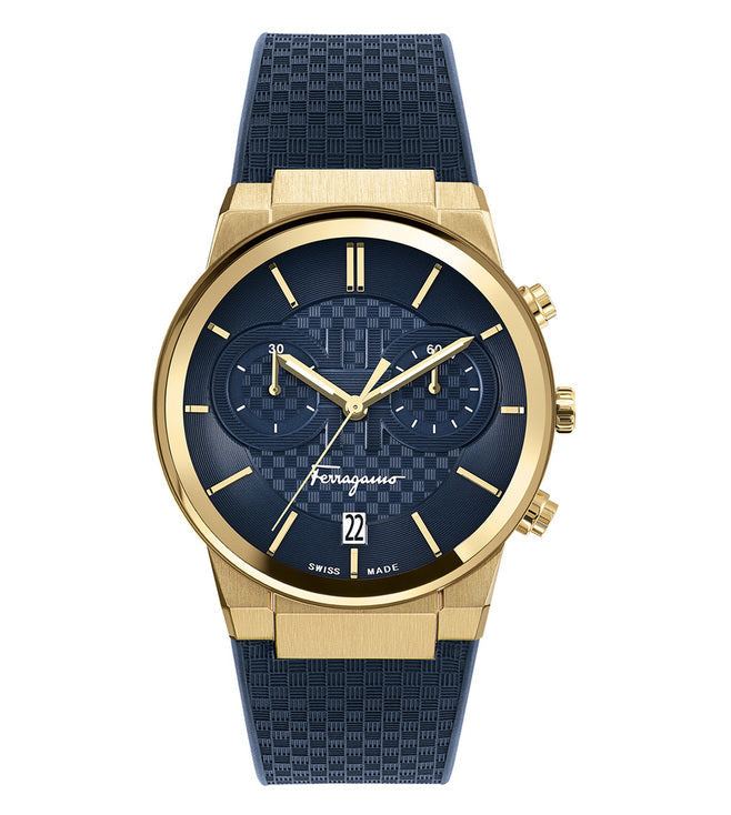Salvatore Ferragamo Sapphire Chrono Blue Dial Blue Silicone Strap Watch for Men - SFME00221 Buy Now By Salvatore Ferragamo
