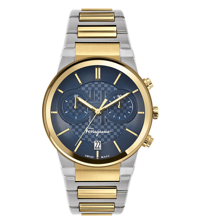Salvatore Ferragamo Sapphire Chrono Blue Dial Two Tone Steel Strap Watch for Men - SFME00521 Buy Now By Salvatore Ferragamo
