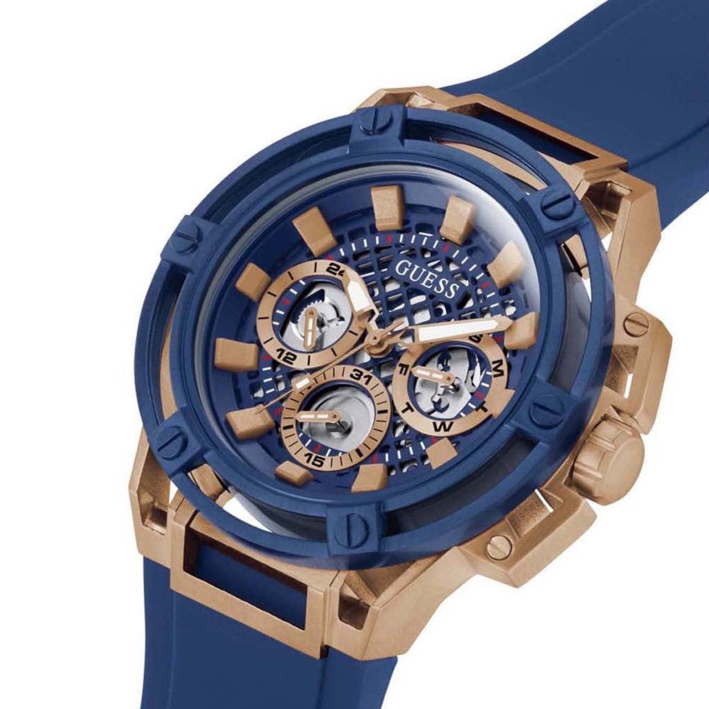 Guess Matrix Multifunction Blue Dial Blue Rubber Strap Watch for Men - GW0423G4 Buy Now By Guess