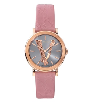 Versace Virtus Quartz Grey Dial Pink Leather Strap Watch for Women - VEHC00319 Buy Now By Versace