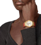 Versace Greca Silver Dial Red Leather Strap Watch for Women - VEVH00420 Buy Now By Versace