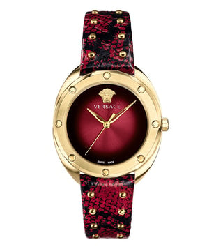 Versace Shadov Quartz Red Dial Red Leather Strap Watch for Women - VEBM00918 Buy Now By Versace
