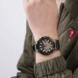 Guess Matrix Multifunction Gold Dial Black Rubber Strap Watch For Men - GW0423G2 Buy Now By Guess