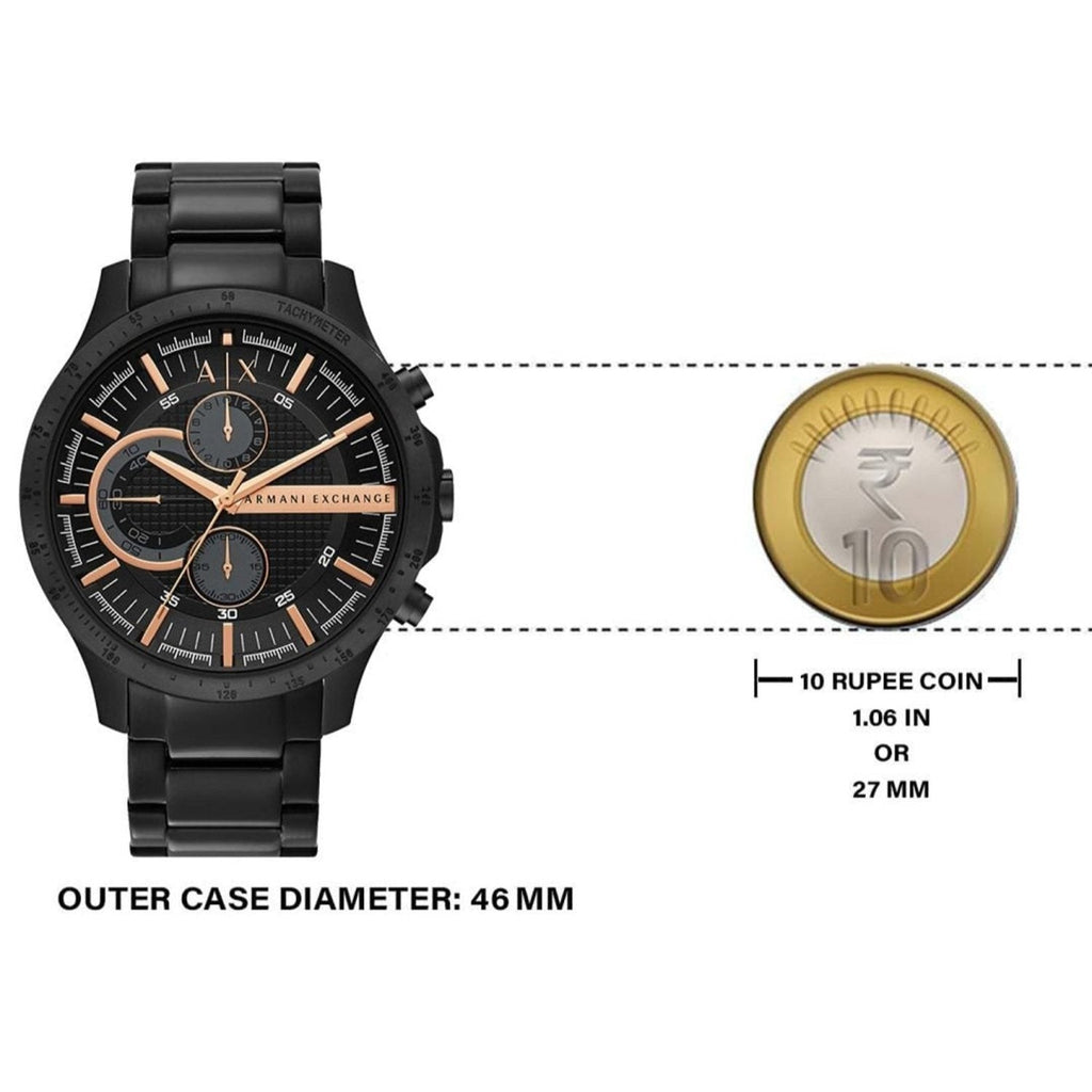 Armani Exchange Chronograph Black Dial Black Steel Strap Watch For Men - AX2429