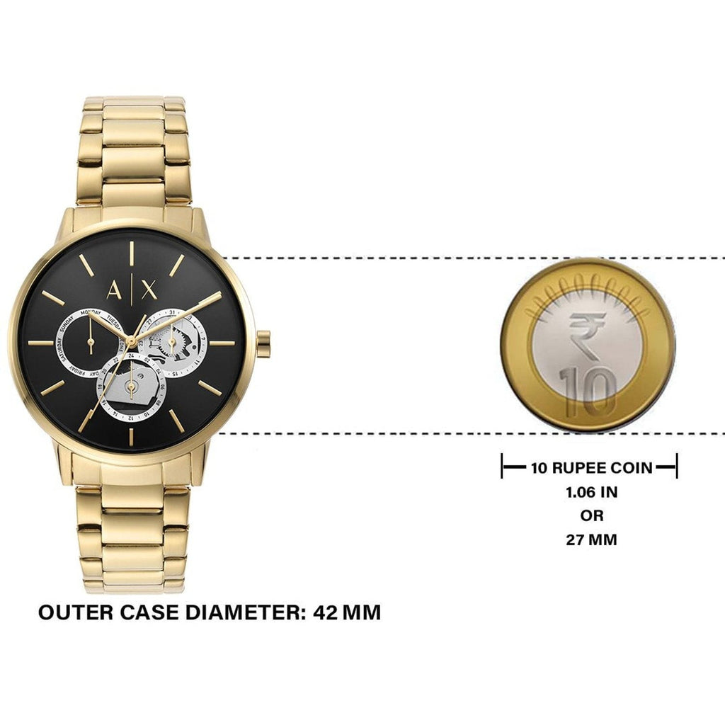 Armani Exchange Cayde Chronograph Black Dial Gold Steel Strap Watch for Men - AX2747 Buy Now By Armani Exchange