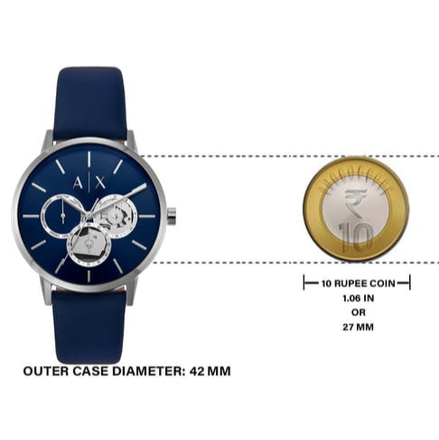 Armani Exchange Cayde Chronograph Blue Dial Blue Leather Strap Watch for Men - AX2746 Buy Now By Armani Exchange