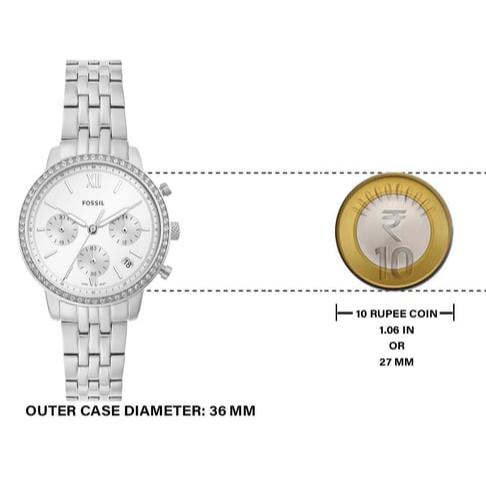 Fossil Neutra Chronograph Silver Dial Silver Steel Strap Watch for Women - ES5217 Buy Now By Fossil