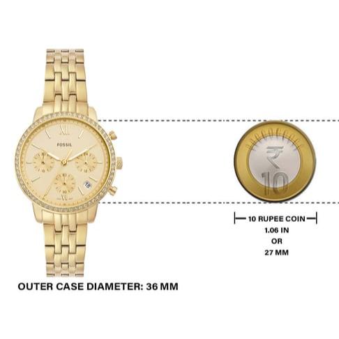 Fossil Neutra Chronograph Gold Dial Gold Steel Strap Watch for Women - ES5219 Buy Now By Fossil