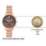 Fossil Neutra Chronograph Mother of Pearl Brown Dial Rose Gold Steel Strap Watch for Women - ES5218 Buy Now By Fossil
