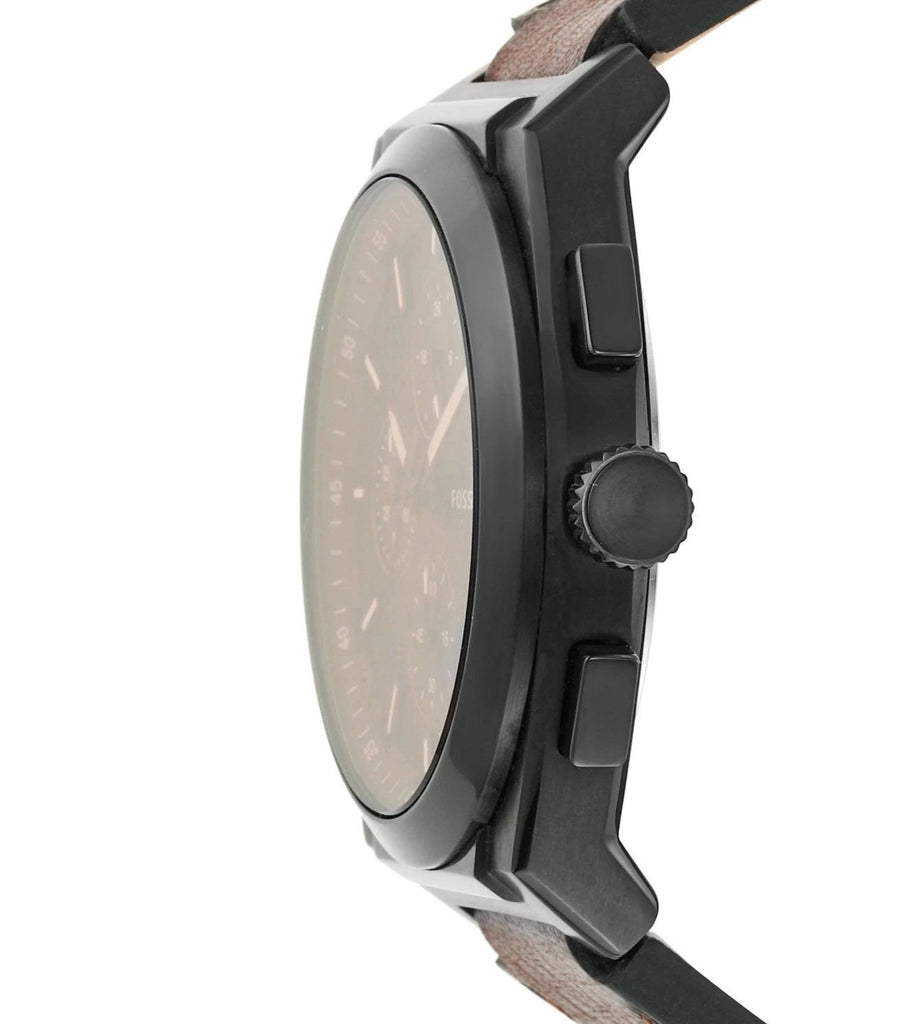 Fossil Everett Chronograph Black Dial Brown Leather Strap Watch for Men - FS5798 Buy Now By Fossil