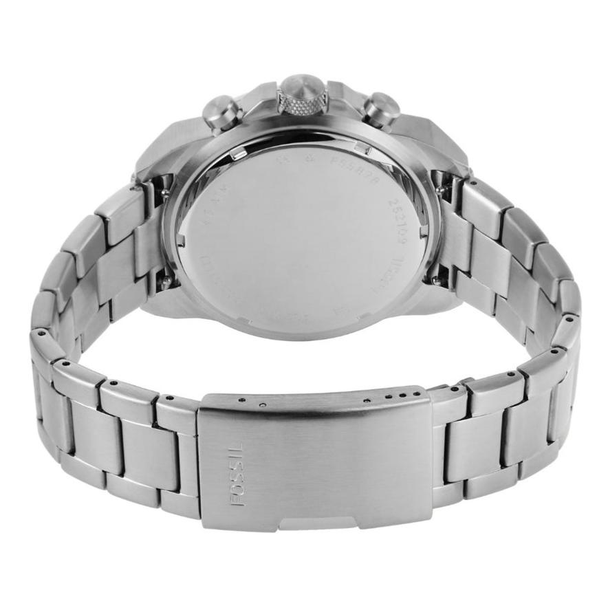 Fossil Bronson Chronograph Red Dial Silver Steel Strap Watch for Men - FS5878 Buy Now By Fossil
