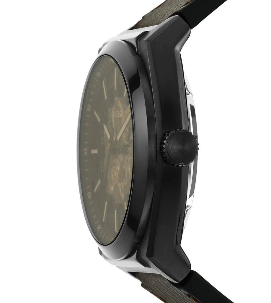 Fossil Everett Automatic Analog Black Dial Brown Leather Strap Watch for Men - ME3207 Buy Now By Fossil